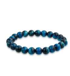 sky blue tigers eye 8mm ball bead gemstones stackable stretch bracelet-azure tigers eye