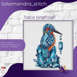 topaz kingfisher, relax, cross stitch, embroidery pattern, birds, salamandra