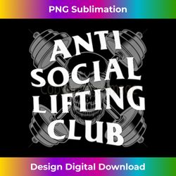 anti social lifting club barbells crossed skull (gray) tank top - trendy sublimation digital download