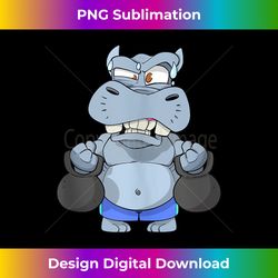 funny graphic tee fitness hippo lifting kettle bell sweating tank top - decorative sublimation png file