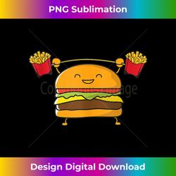 burger lifting fries funny food snatch squat barbell weight tank top - high-resolution png sublimation file