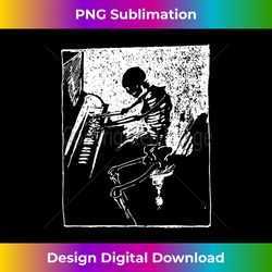 piano playing skeleton white 1 - vintage sublimation png download