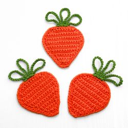 crochet carrot coaster set, crochet easter, easter decoration, vegetable coaster