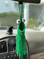 crochet alien plant hanger, yip yip hanging basket car decor, car accessories