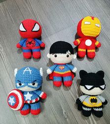 crochet mini avengers marvel, avengers crochet superman/ captain america/ spiderman/ ironman