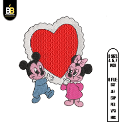 love baby mickey minnie embroidery,cartoon embroidery, digital embroidery, embroidery files