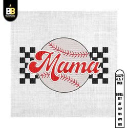 mama sport baseball mother day checkered embroidery