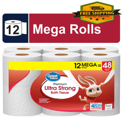 ultra strong toilet paper, 12 mega rolls - n1129