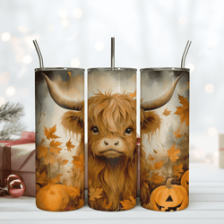 baby highland cow fall pumpkin 20oz tumbler png