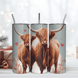 love cow tumbler, cow 20oz tumbler, highland cow tumbler wrap png