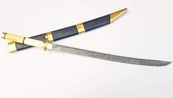 beautiful custom handmade high carbon damascus steel katana/samurai sword with beautiful handmade scabbard