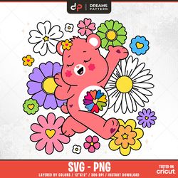 care bears svg, cute bears, easy to use design, cartoon characters, layered svg by colors,