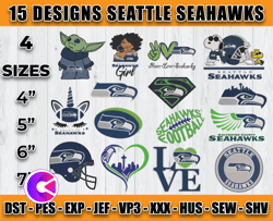 bundle 15 designs nfl seattle seahawks embroidery, nfl seattle seahawks logo embroidery, nfl embroidery files