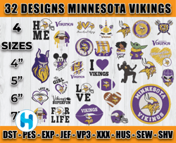 bundle 32 designs nfl minesota vikings embroidery, nfl minesota vikings logo embroidery, nfl embroidery files