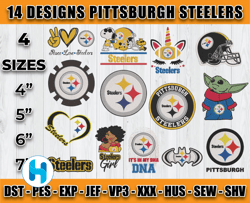 bundle 14 designs nfl pittsburgh steelers embroidery, nfl pittsburgh steelers logo embroidery, nfl embroidery files