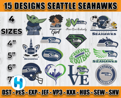 bundle 15 designs nfl seattle seahawks embroidery, nfl seattle seahawks logo embroidery, nfl embroidery files