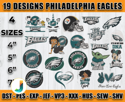 bundle 19 designs nfl philadelphia eagles embroidery, nfl philadelphia eagles logo embroidery, nfl embroidery files