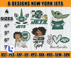 bundle 6 designs nfl new york jets embroidery, nfl new york jets logo embroidery, nfl embroidery files