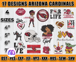 bundle 17 nfl arizona cardinals embroidery, embroidery files, nfl arizona embroidery, arizona embroidery designs