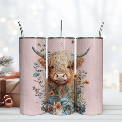 baby cow floral tumbler wrap seamless designs skinny tumbler 20oz png