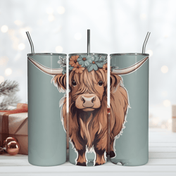 cow floral tumbler wrap farm seamless designs skinny tumbler 20oz png