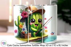 summertime cactus tumbler wrap design png