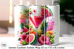 tropical summer cocktails tumbler wrap png