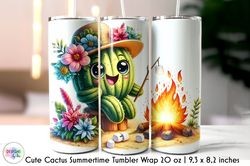 ummer camping cactus tumbler wrap png