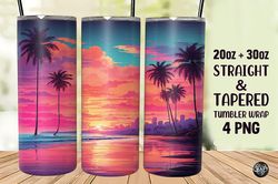 beach sunset 20oz skinny tumbler wrap