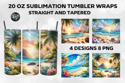 beach skinny tumbler wrap 20oz png