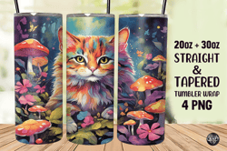 cat & mushrooms tumbler wrap 20oz skinny