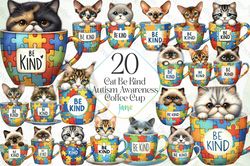 cat be kind autism awareness coffee cup png