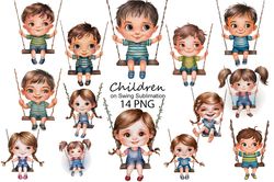 children on swing sublimation png