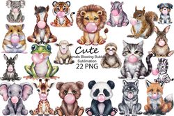cute animals blowing bubble sublimation png