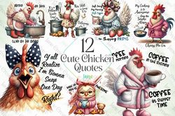cute chicken quotes sublimation clipart png