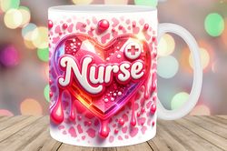 3d leopard heart nurse mug wrap png