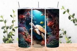 3d turtle hole in a wall tumbler wrap png