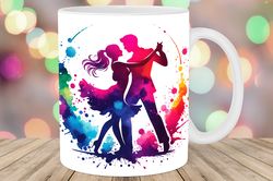 colorful dancing couple mug wrap png