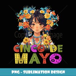 otaku mexican anime girl flower cinco de mayo mexican fiesta - exclusive png sublimation download