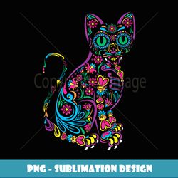 floral mexican alebrije cat cute halloween - high-resolution png sublimation file