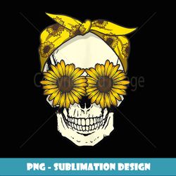 skull sunflower bandana floral sun flowers pattern cute goth - high-quality png sublimation download