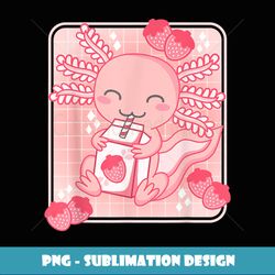 pink kawaii aesthetic axolotl japanese strawberry milk anime - unique sublimation png download