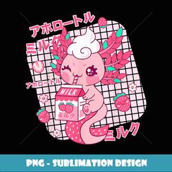 kawaii axolotl strawberry milk shake japanese retro anime - vintage sublimation png download