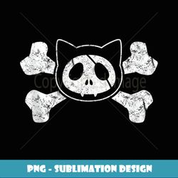 Vintage Pirate Cat Kitten Halloween Skull Cross Bones - High-Resolution PNG Sublimation File