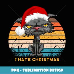 anti christmas i hate christmas bored cat retro santa hat - vintage sublimation png download
