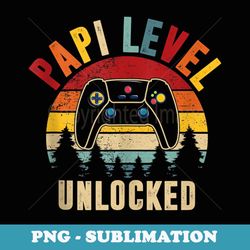 mens papi level unlocked funny gamer father's day - retro png sublimation digital download