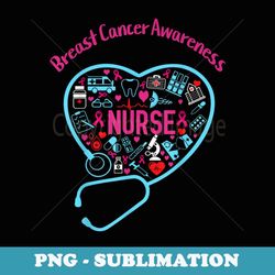 nurse breast cancer awareness pink ribbon stethoscope heart - premium sublimation digital download