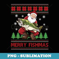 merry fishmas santa fishing ugly christmas er style - creative sublimation png download
