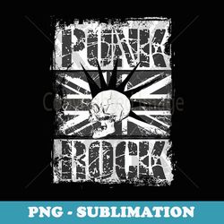 punk skull vintage uk flag skeleton rockin' music british - retro png sublimation digital download