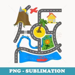 playmat car race track on daddy's back - sublimation png file